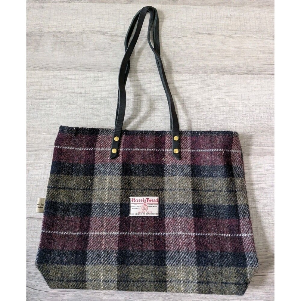 Harris Tweed Tote Wool Bag Multicolor Checked Plaid